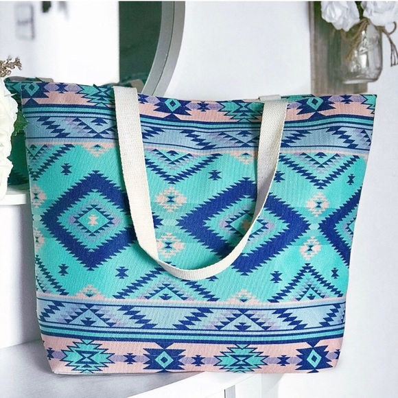 Aztec large canvas tote bag - Picture 3 of 5